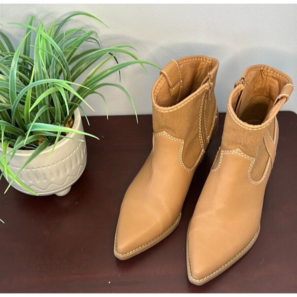 Universal Thread Tan Western Ankle Booties 6.5 Neutral Cowgirl Festival Minimal